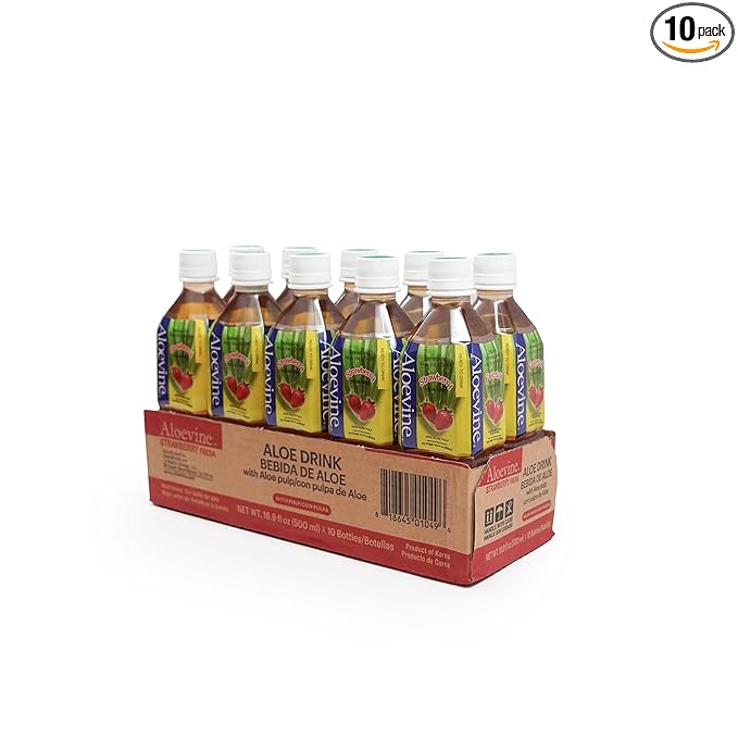 Aloevine Aloe Vera Drink (Strawberry, 16.9 oz 10 Pack)