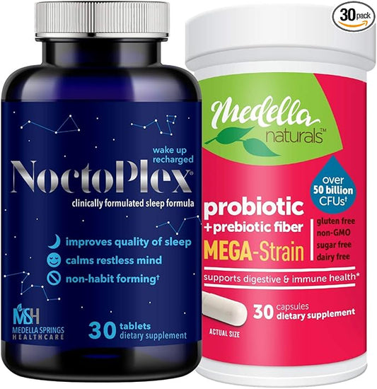 Sleep Aid + Megastrain Probiotics for Adults 100% Drug-Free & Non-Habit-Forming – Clinically Formulated Sleep Supplement That Improves Quality of Sleep - Proprietary Blend of Melatonin