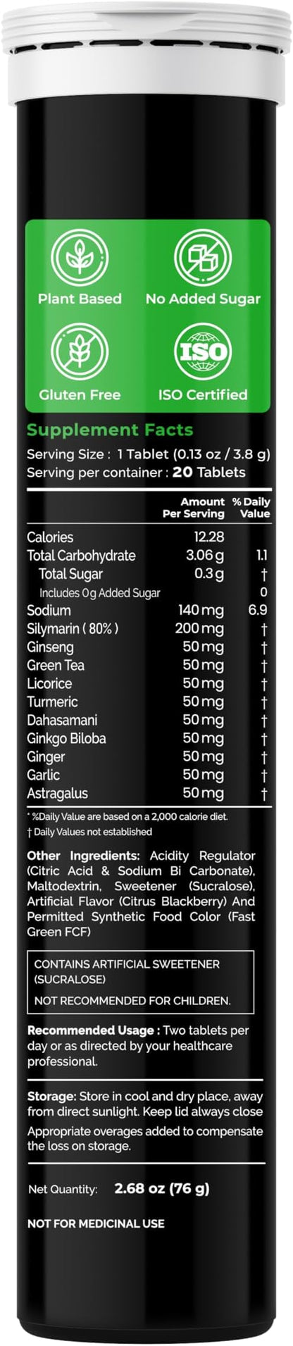 Auric Herbal Liver Support Supplement | Milk Thistle (Silymarin), Turmeric, Garlic, Ginger for Liver Health | Advanced Detox & Cleansing Formula for active Liver | 80 Tablets | Plant Based Gluten-Free