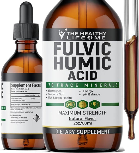 Organic Fulvic Acid + 72 Trace Minerals | Digestion | Hydration | Keto, Dietary Supplement Drop| Energy | pH Balance | 2-Month Supply | The Healthy Life 4 ME