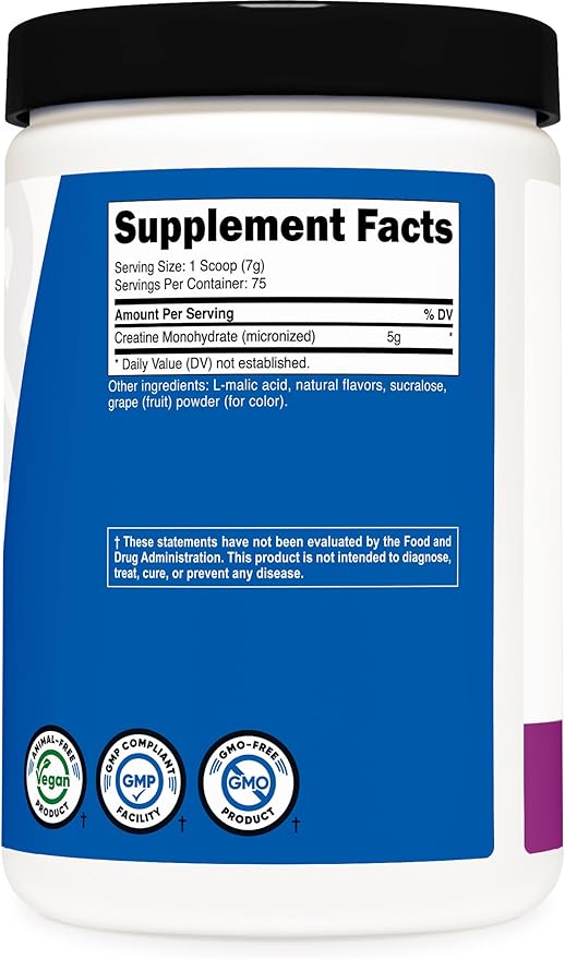 Nutricost Creatine Monohydrate Powder (Grape, 500 Gram) - Micronized Creatine Supplement - Vegan, Non-GMO, Gluten Free