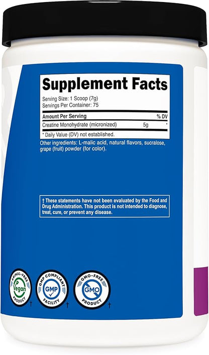 Nutricost Creatine Monohydrate Powder (Grape, 500 Gram) - Micronized Creatine Supplement - Vegan, Non-GMO, Gluten Free