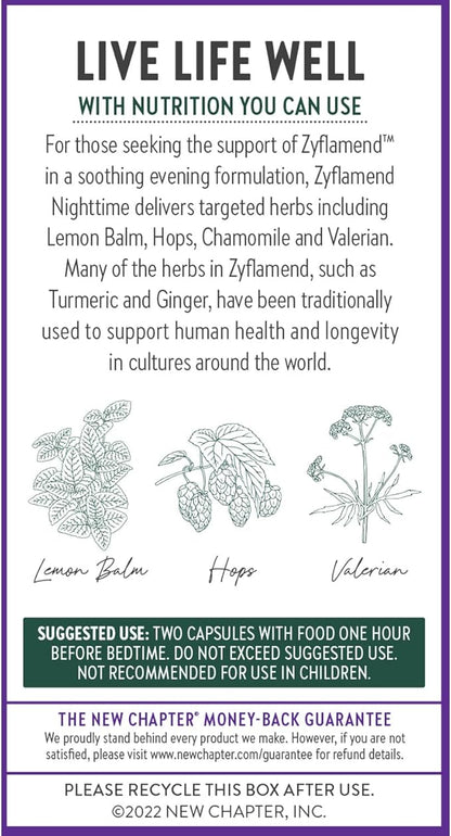 New Chapter Sleep Aid – Zyflamend Nighttime for Sleep Support with Turmeric + Valerian Root + Lemon Balm + Holy Basil, Vegetarian Capsules, 60 Count