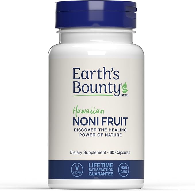 Earth's Bounty Hawaiian Noni Fruit Capsules - 60 Veggie Caps - Healthy Immune System & Joint Health Support - 100% Natural & Pure Noni - Vegetarian