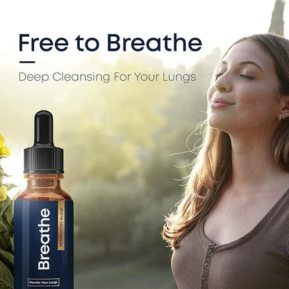 BREATHE 8-IN-1 Mullein Drops for Lungs & Airways (2 fl. oz.): Peppermint, Thyme, & Mullein Leaf Extract for Lungs Detox for Smokers - Break up Mucus & Breathe Clear - GMO-Free & Made in USA