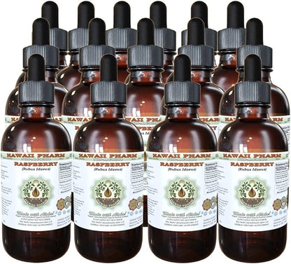Raspberry Alcohol-Free Liquid Extract, Organic Raspberry (Rubus idaeus) Dried Leaf Glycerite Natural Herbal Supplement, Hawaii Pharm, USA 15x4 fl.oz