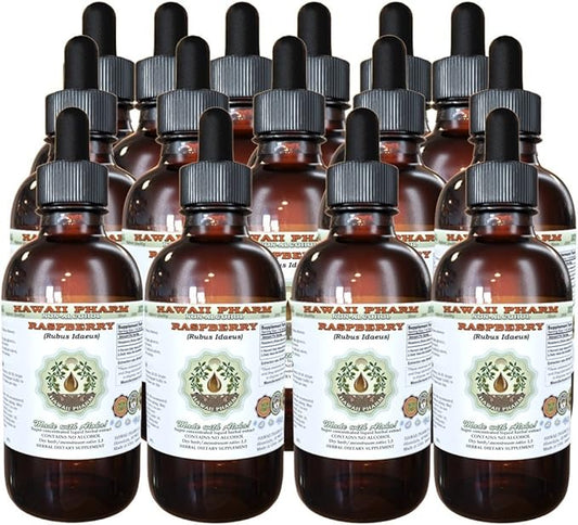 Raspberry Alcohol-Free Liquid Extract, Organic Raspberry (Rubus idaeus) Dried Leaf Glycerite Natural Herbal Supplement, Hawaii Pharm, USA 15x4 fl.oz
