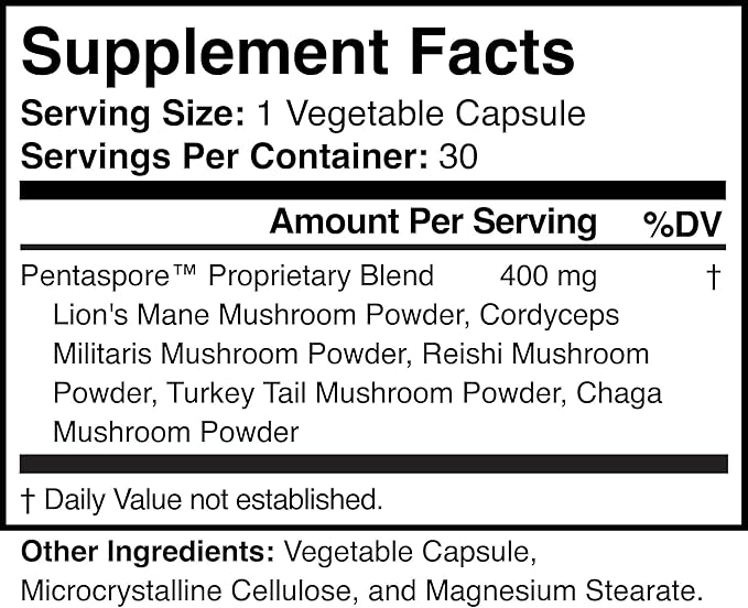 Natural Mushroom Supplement - Non-GMO, Vegan, Gluten-Free