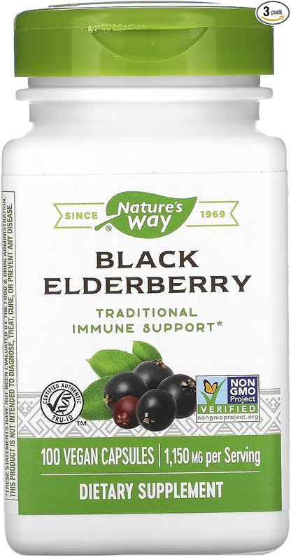 Nature's Way Black Elderberry 100 capsules Pack of 3