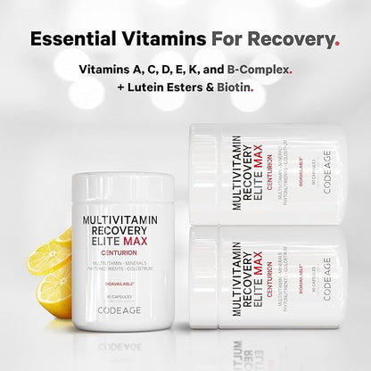 Codeage Multivitamin Recovery Elite Max Supplement - Vitamins A, C, D, E, B-Complex, Essential Minerals, Antioxidants, Colostrum, Phytonutrients, Pantethine, Non-GMO, Sport Multivitamins - 90 Capsules