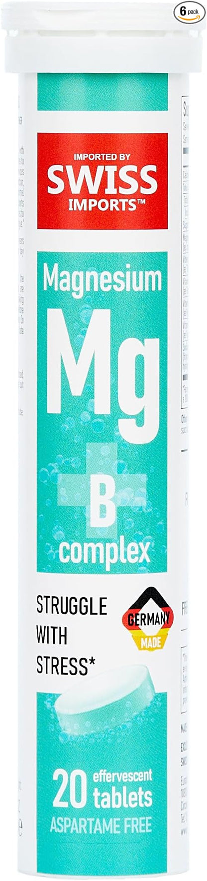 Effervescent Magnesium + B Complex Dietary Supplement, 6-Pack, 120 Tablets
