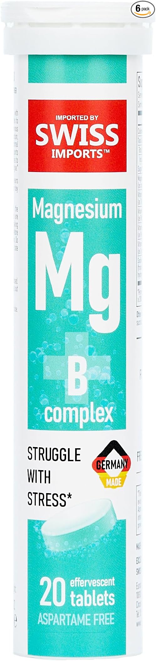 Effervescent Magnesium + B Complex Dietary Supplement, 6-Pack, 120 Tablets