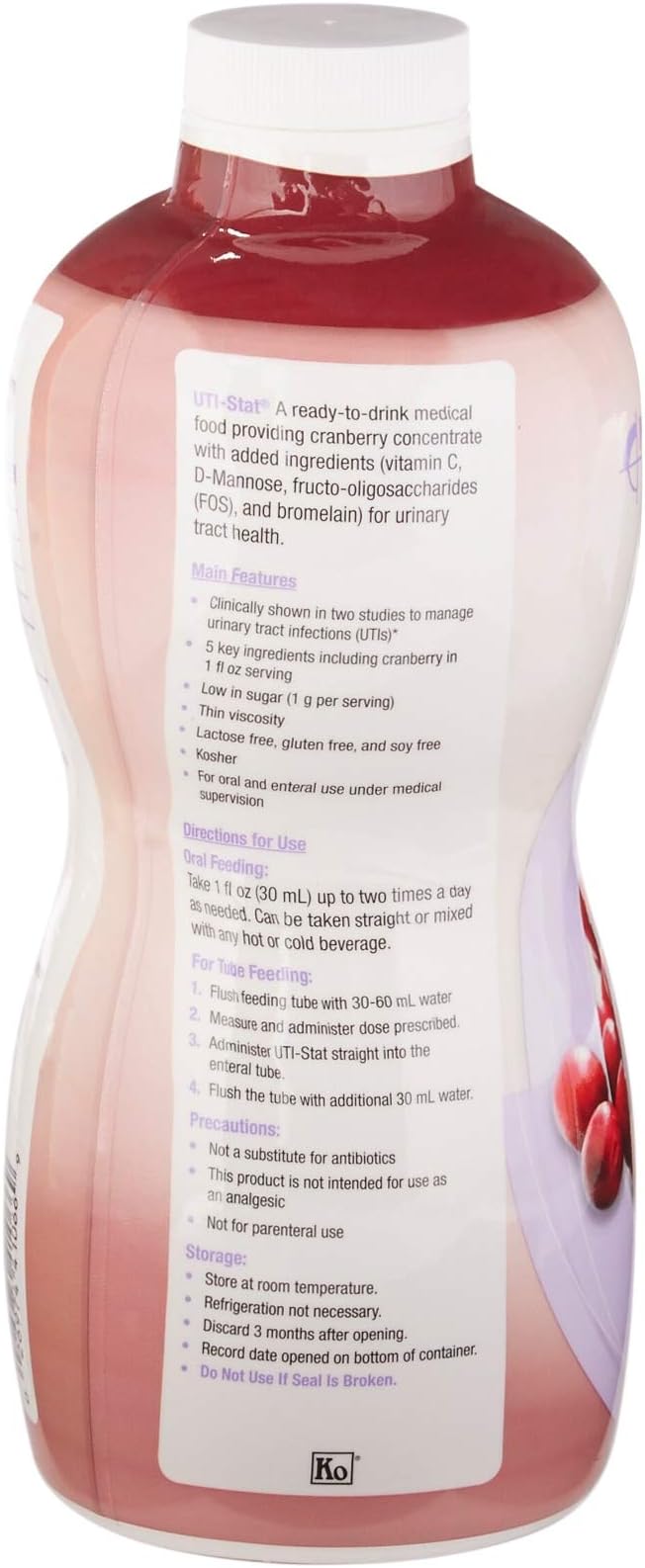 UTI-Stat Nutricia Medical Food Providing 5 Key Nutrients for Urinary Tract Health - Cranberry Flavor, 30 Fl Oz Bottle