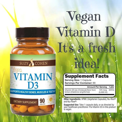 Script Essentials Vegan Vitamin D3 5,000 IU for Healthy Muscle Function, Bone Health, and Immune Support - Non-GMO, Gluten Free and Kosher Certified - 90 Servings