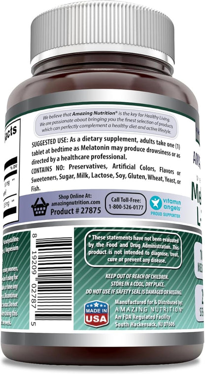 Amazing Formulas Melatonin Plus L-Theanine 10 mg Tablets Supplement | Non-GMO | Gluten Free | Made in USA (10 mg, 250, Count)