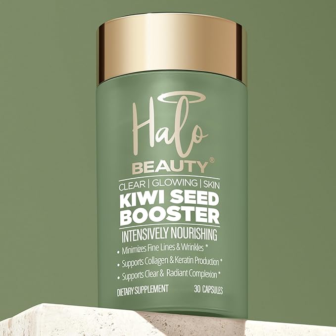 Kiwi Seed Booster Skin Supplement Starter Bundle - 60-Day Supply with Bottle & Eco-Friendly Refill - Vegan Skin Vitamin for Anti-Aging, Hydration & Collagen Support
