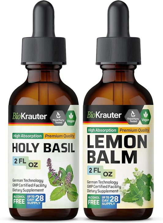 BIO KRAUTER Holy Basil Tincture 2 Fl. Oz. & Lemon Balm Tincture 2 Fl. Oz.