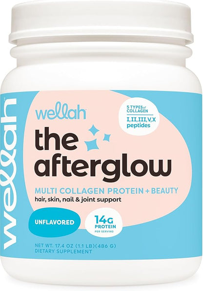 The Afterglow Multi Collagen Protein + Beauty (30 Servings, Unflavored) - Hair, Skin, Nail & Joint Support - Non-GMO and Gluten Free
