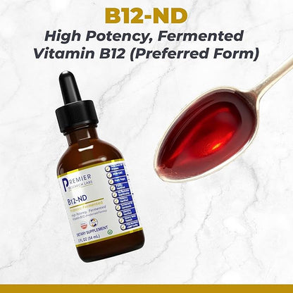 Premier Research Labs B12-ND - High-Potency Vitamin B12 - Supports Energy Levels, Memory & More - Brain Focus for Vegetarians & Vegans - Kosher Certified, Organic Ingredients - 2 fl oz