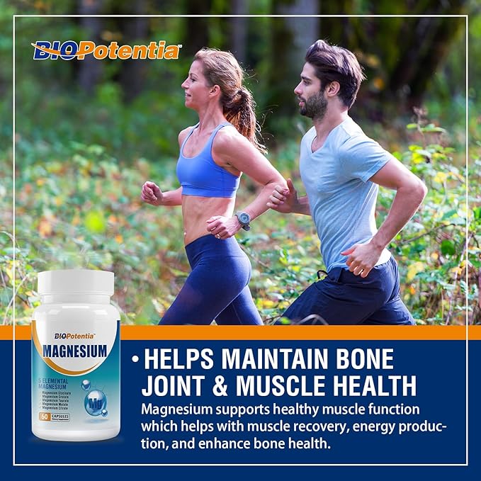 Magnesium Breakthrough Supplement - Has 5 Forms of Magnesium: Glycinate, Orotate,Taurate,Malate, Citrate- Support Stress Relief, Sleep, Heart Health, Nerves, Muscles, and Metabolism (60 Capsules)