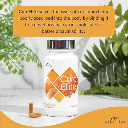 Mara Labs CurcElite Curcumin | Turmeric Extract 95% Curcuminoids | Vegan, No Fillers, and Non-GMO | 60 Vegan Capsules