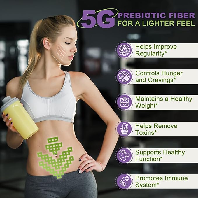Daily Fiber Supplement - Soluble Prebiotic Fiber Powder for Gut Health, Whole Food High Fiber for Digestive Health & Regularity, Unflavored Clear Mixing Powder, Gluten & Sugar Free, Keto - 70 Servings