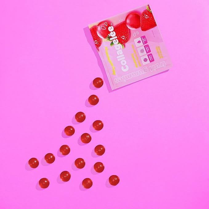 Collagelee Collagen Gummies - Marine Collagen Supplements with Vitamin C, Hyaluronic Acid, & Biotin for Moisturized, Youthful, Plump Skin - Korean Skincare (Strawberry)