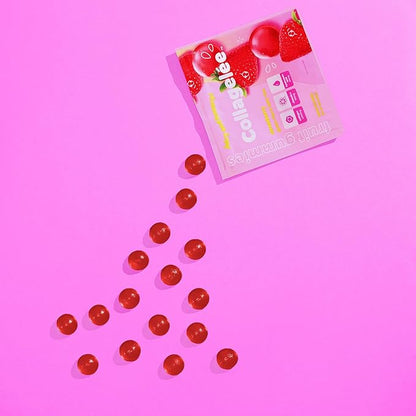 Collagelee Collagen Gummies - Marine Collagen Supplements with Vitamin C, Hyaluronic Acid, & Biotin for Moisturized, Youthful, Plump Skin - Korean Skincare (Strawberry)