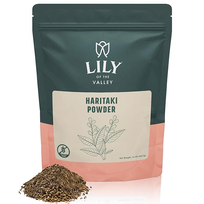 Lily of the Valley Haritaki Powder - Terminalia Chebula - Sourced from India - An Ayurvedic Herb - 100% Natural &No Added Preservative - Vegan & Gluten-Free (16oz, 453g)- Package May Vary