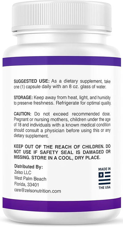 ZELSO (2 Pack) GLP-1 Probiotic with Akkermansia Muciniphila - Gut Health Support with GLP 1 Live Probiotics, 500M CFU Multi-Strain Probiotic + Prebiotic, GLP1 Naturally Plus - 60 Capsules