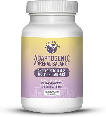 Adaptogenic Adrenal Balance - Including apadptogens: Rhodiola, Relora, Perilla, Phosphatidylcholine - Adrenal Support Supplements 180 Ca[sules