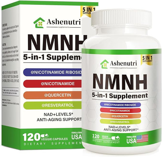 NMNH (Dihydronicotinamide Mononucleotide), NMN Alternative Supplement w/Niacinamide (Vitamin B3), Quercetin, Trans-Resveratrol, Support NAD+, Skin Cell Health*, Anti-Aging & Energy, 120 Caps