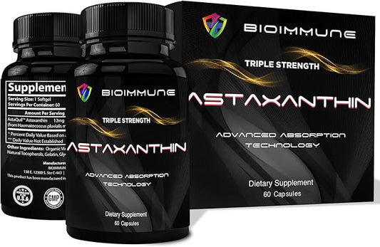 Triple Strength AstaQuil™ Astaxanthin 12mg Enhanced Absorption, 60 Softgels w/Organic Coconut Oil. Powerful Antioxidant for Eye, Joint & Heart Health.