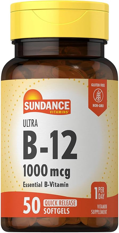 Sundance Vitamin B12 | 1000 mcg | 50 Quick Release Softgels | Non-GMO and Gluten Free Supplement