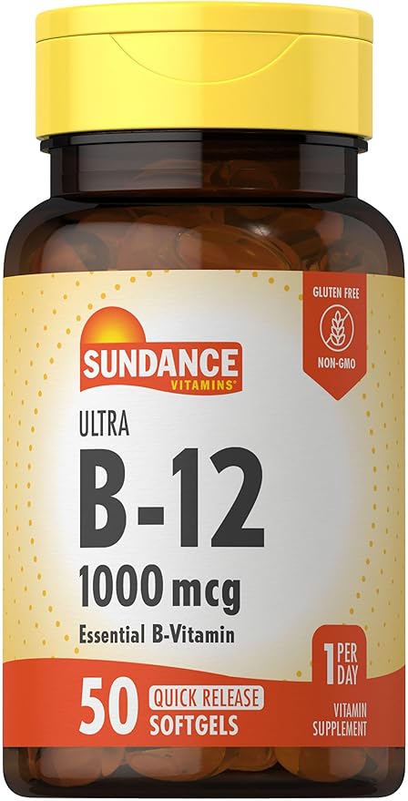 Sundance Vitamin B12 | 1000 mcg | 50 Quick Release Softgels | Non-GMO and Gluten Free Supplement