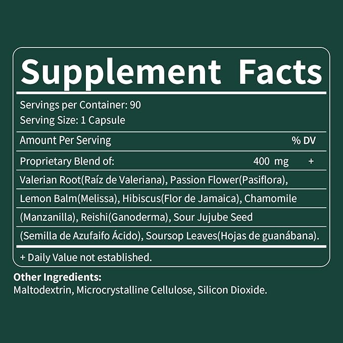 Sleep Support Capsules for Fall Asleep Fast & Relaxation Support, Valerian Root Extract All in 1 Herbal Supplement. 90Caps