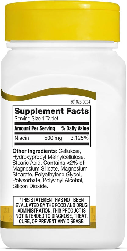 21st Century Niacin 500 mg Prolonged Release Tablets, 100 Count (27474)