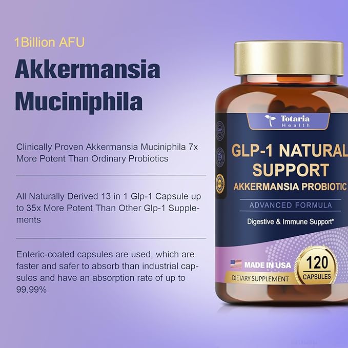13 in 1 GLP-1 Natural Support, GLP-1 Supplement with Akkermansia Probiotic, Berberine HCI, Garcinia Cambogia, Apple Cider Vinegar, Green Tea Extract, 120 Capsules