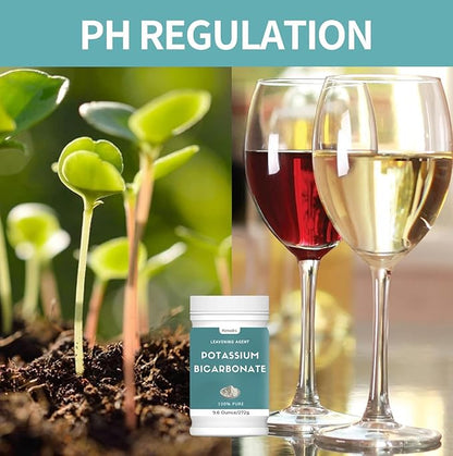 9.6 oz Potassium Bicarbonate, 100% Pure Potassium Bicarbonate Powder, Potassium Bicarbonate for Plants, Used In Making Wine, Cakes, Cookies and More