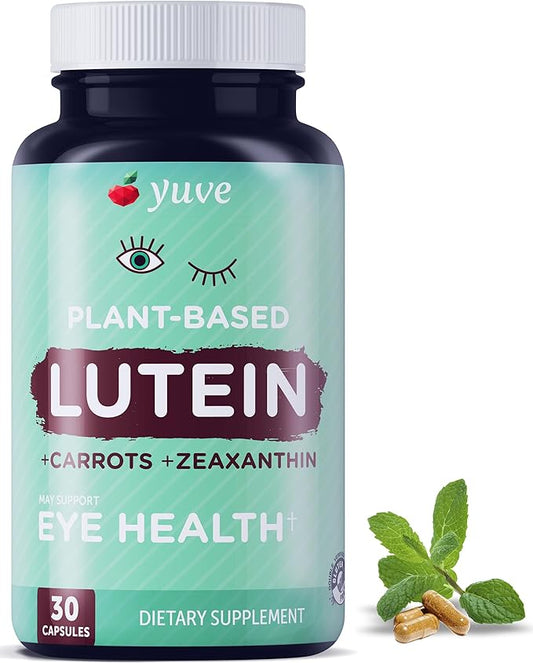 Yuve 20mg Lutein & Zeaxanthin Eye Health Supplement with Clinically Studied Lutemax 2020 Carotenoid Complex - Supports Dry Eyes, Fatigue & Vision Clarity - 30 Vegan Capsules