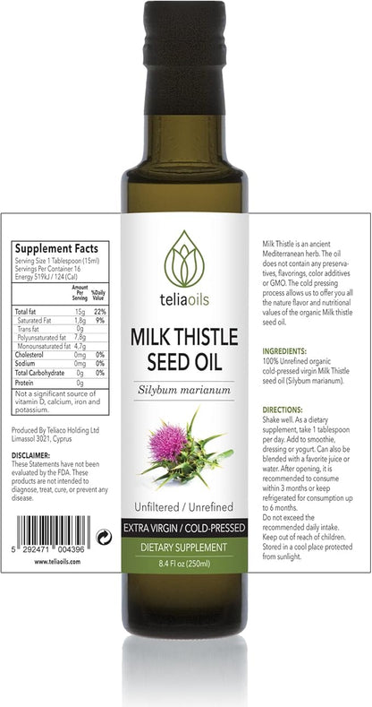 Teliaoils Milk Thistle Seed Oil Supplement (8.4 Fl oz)