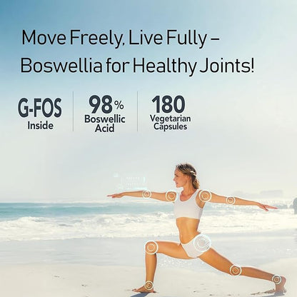 Boswellia Serrata with G-FOS - 98% Boswellic Acid - Supports Joint & Mobility Health - 180 Vegan Capsules, 180 Day Supply