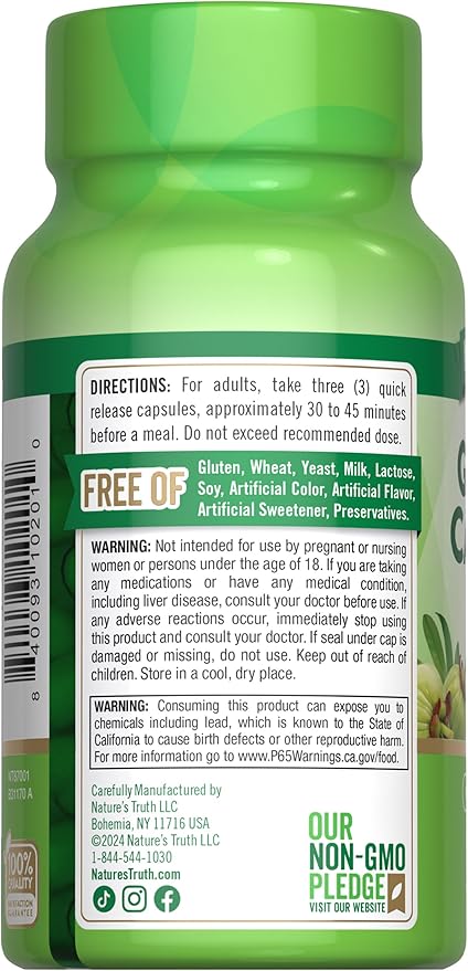 Nature's Truth Garcinia Cambogia 3,000mg | 90 Pills | Plus Chromium Picolinate | Non-GMO and Gluten Free Supplement