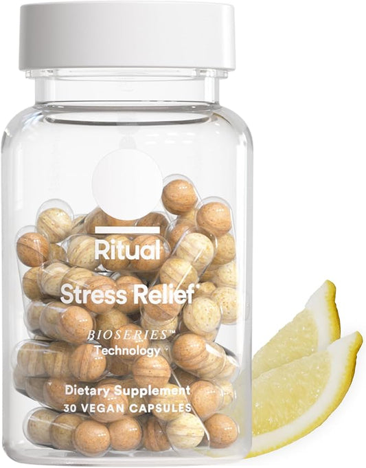 Ritual Stress Relief Supplement BioSeries with 8-Hour Release to Support Natural Cortisol Response and Promote Calm (Shoden® Ashwagandha, Suntheanine® L-Theanine, and Saffron as affron®*) 30 Day