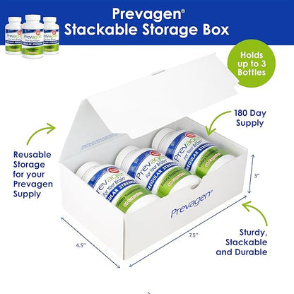 Prevagen Regular Strength 10mg, 60 Capsules |3 Pack| with Apoaequorin & Vitamin D with Attractive and Stackable Storage Box