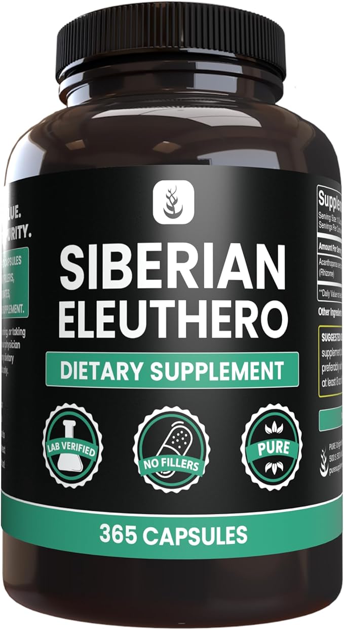 PURE ORIGINAL INGREDIENTS Siberian Eleuthero, Always Pure, No Additives Or Fillers, Lab Verified (365 Count (Pack of 1))
