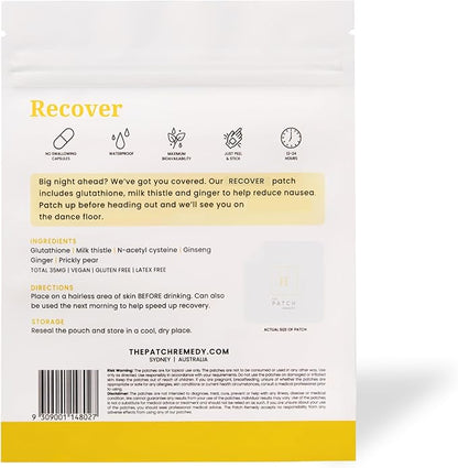 Recover Patch - 30 Topical Patches for a Night Out with Glutathione & Milk Thistle Extract for Pre & Post Party Recovery Relief Transdermal Skin Support