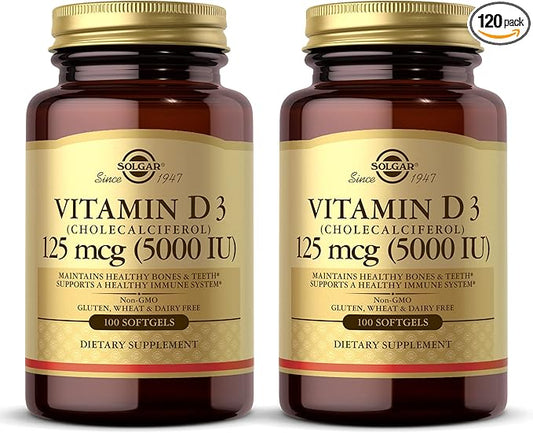 Solgar Vitamin D3 (Cholecalciferol) 10 mcg (400 IU) - 100 Softgels, Pack of 2 - Helps Maintain Healthy Bones & Teeth - Immune System Support - Non-GMO, Gluten Free, Dairy Free - 200 Total Servings