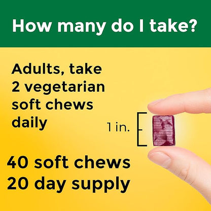 Nature Made High Absorption Magnesium Complex Soft Chews, Magnesium Supplement for Muscle, Heart, Bone Support, Magnesium Citrate & Malate Blend 250 mg per Serving, 40 Vegetarian Chews, 20 Day Supply