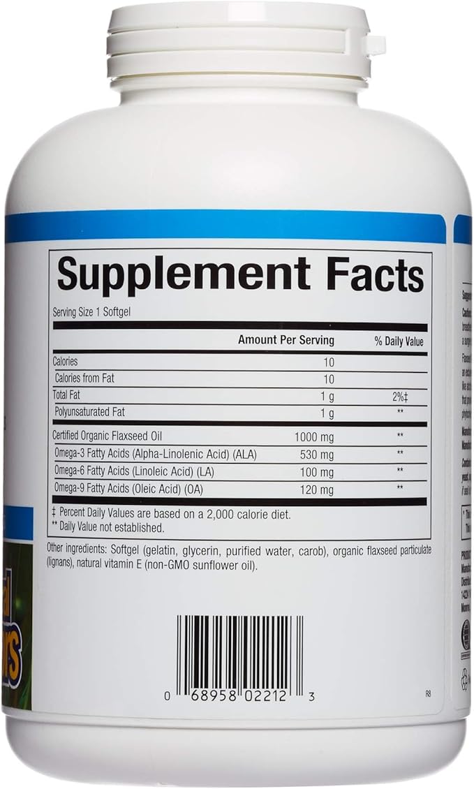 Omega Factors by Natural Factors, Flaxseed Oil, Supports Overall Health with Omega-3, 6 and 9 Fatty Acids, 360 softgels (360 servings)